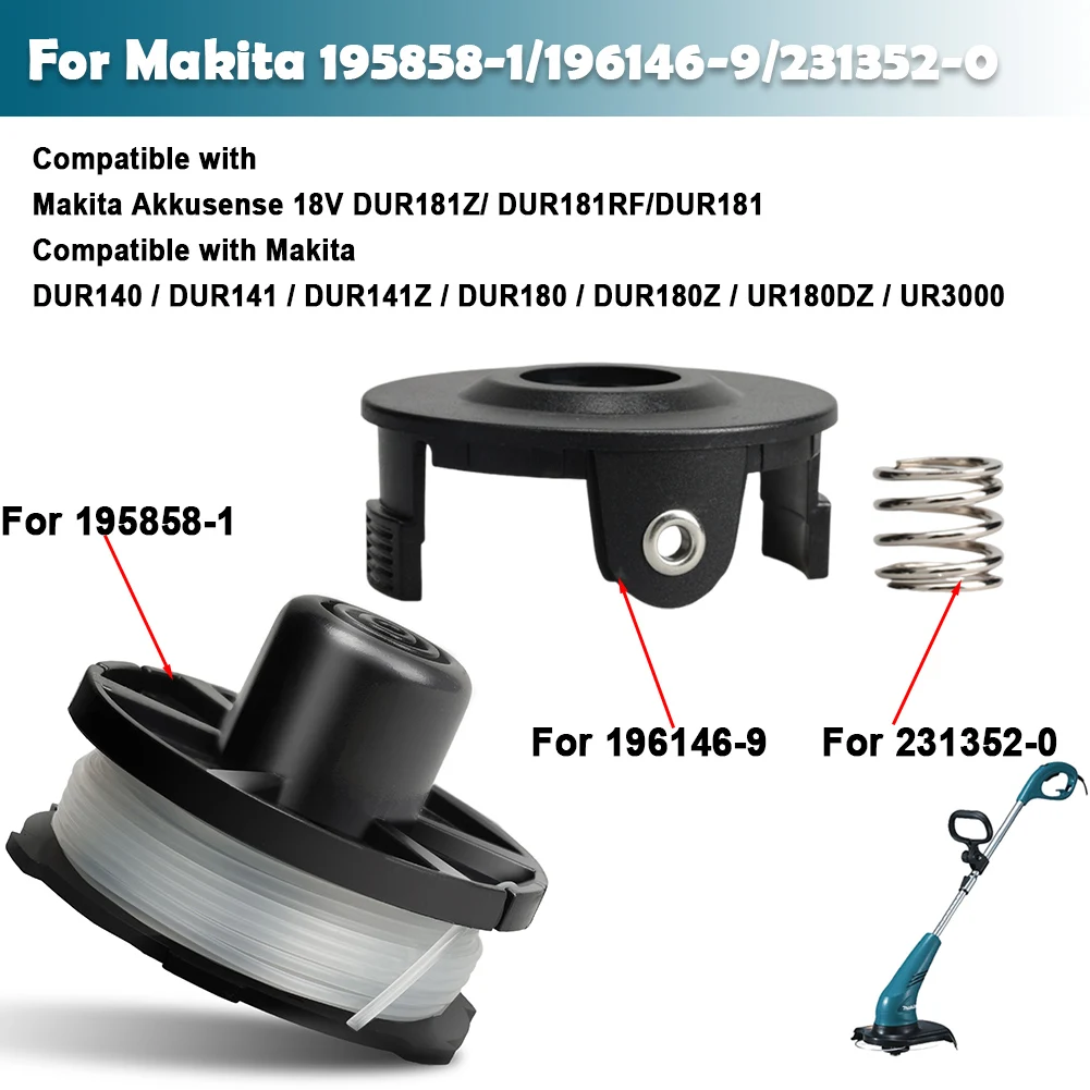 Carrete para Makita 195858-1, cabezal de corte Bump & Feed, Compatible con Makita BUR181/141/181Z, modelo de repuesto: 231352-0/196146-9