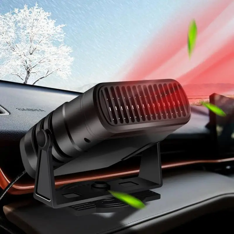 12/24V Car Heater Warmer 2 In 1 Fast Heating Cooling Car Heater Fan Windshield Defroster Defogger With 360 Degree Rotary Base