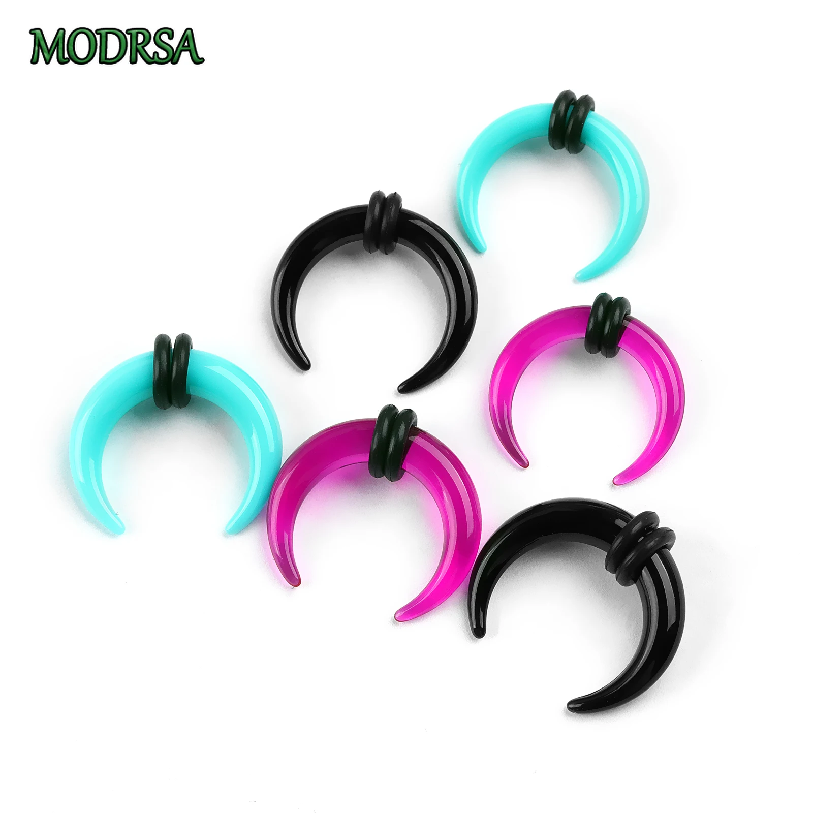 MODRSA 9pcs/Set Acrylic Nose Piercing Bullhorn Nose Ring Helix Piercing Punk Ear Stretching Kit Body Piercing Jewelry Earrings