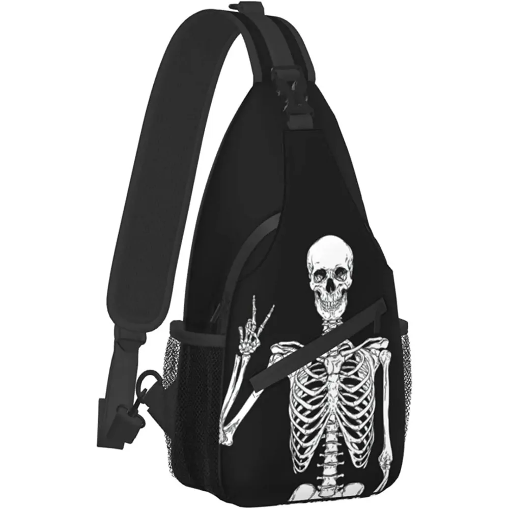 

Funny Skull Sling Bag Women Men Backpack Crossbody Bag Travel Hiking Casual Sport Climbing Runners Daypack Waterproof