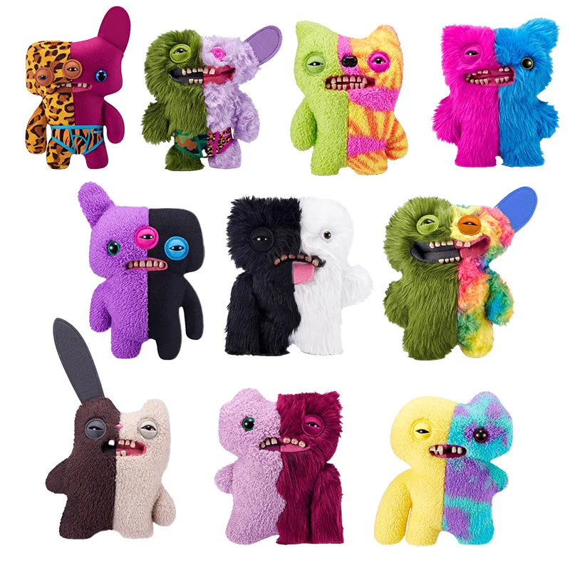 Fuggler Misfit Monsters Soft Plush Doll Teeth Monster Two Tone Splicing Series Funny Ugly Kawaii Toys Chlidren Christmas Gifts