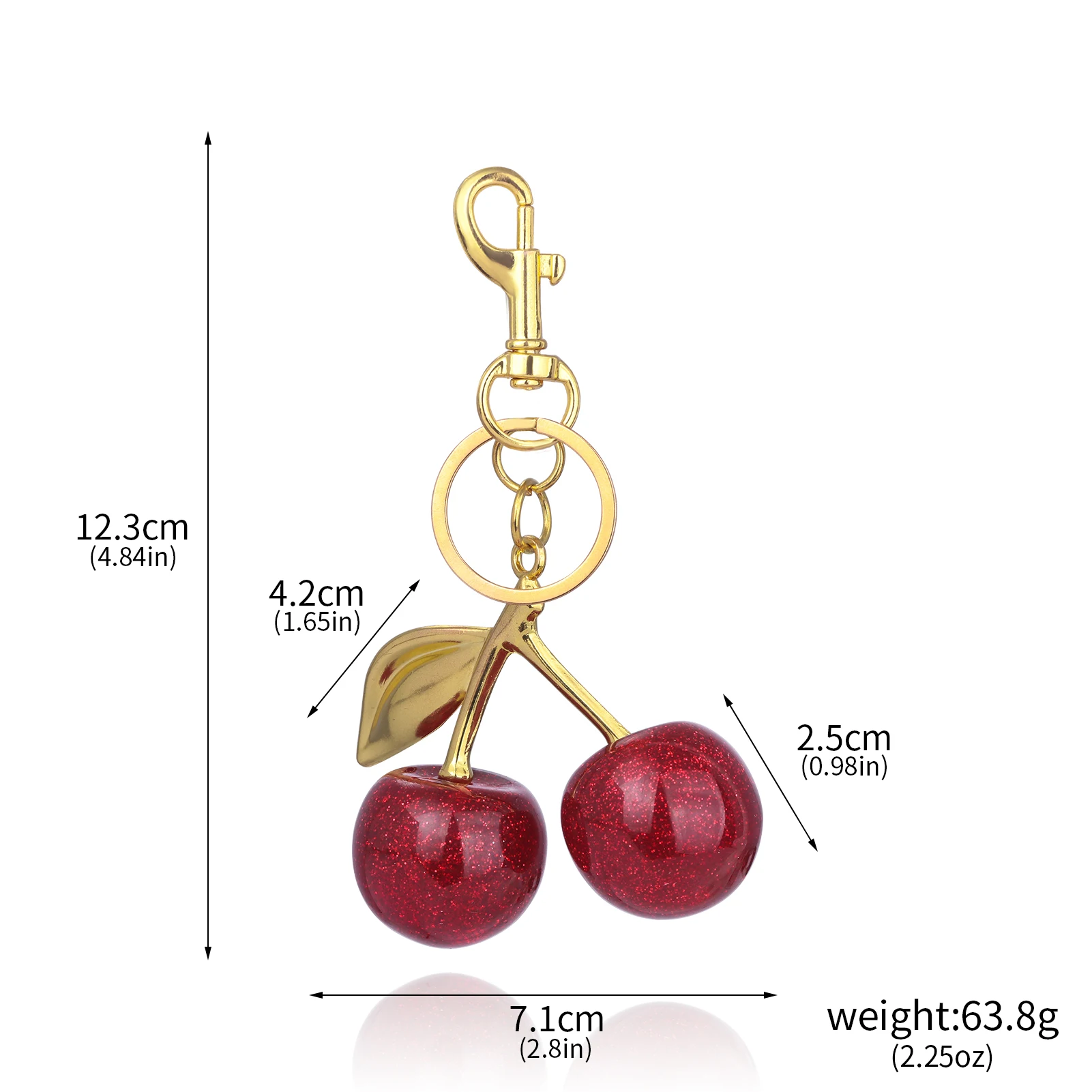 Exquisite Cherry Fruit Bag Charm Key chain Red Cherry Keyring for Elegant Women Backpack Purse Pendant Jewelry Accessories Gift