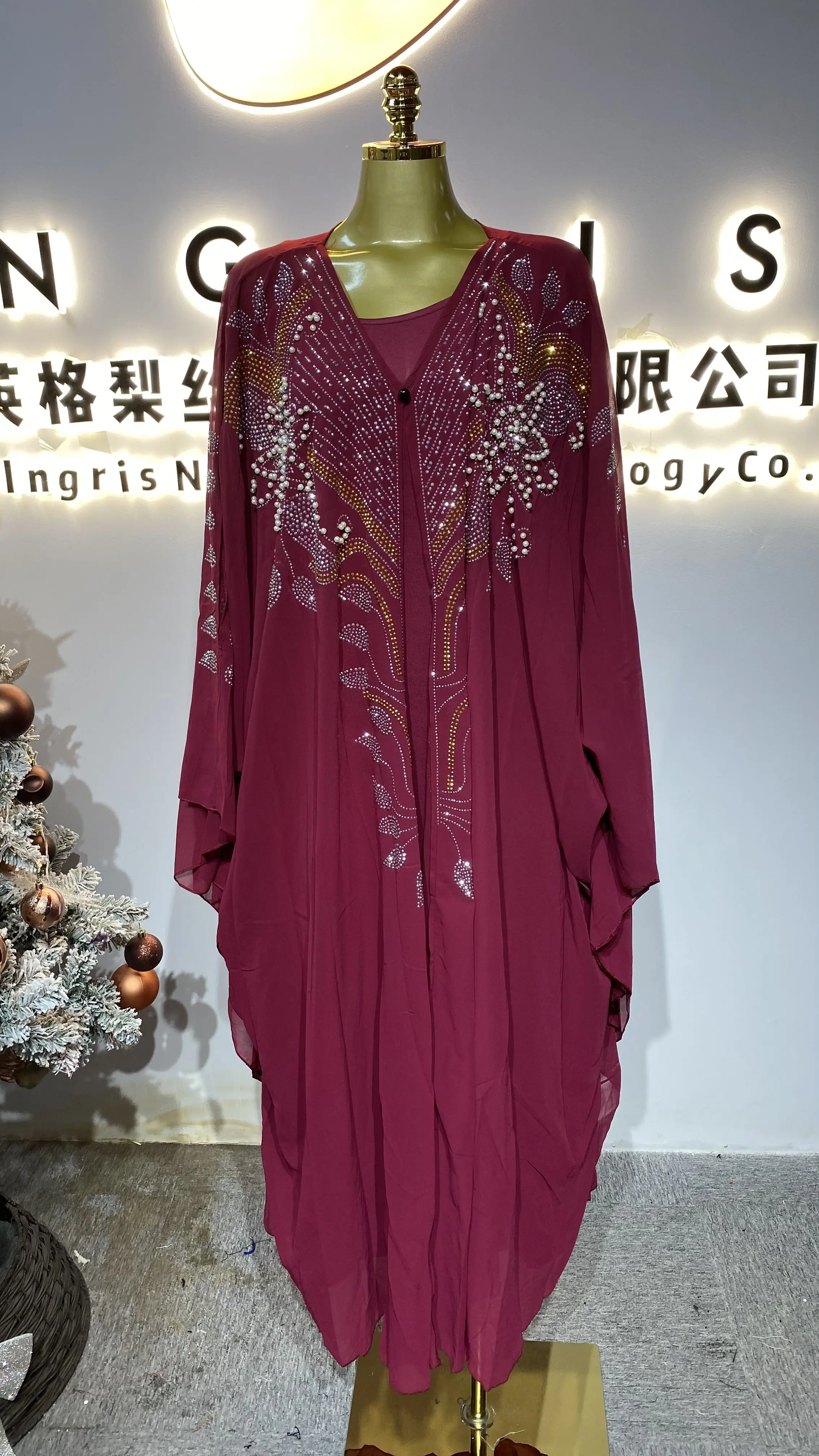 

Мусульманский длинный халат, однотонный, с длинными рукавами, рюшами по краю, платье-кафтан, хлопковый материал, исламская женская длинная юбка-GZXX322