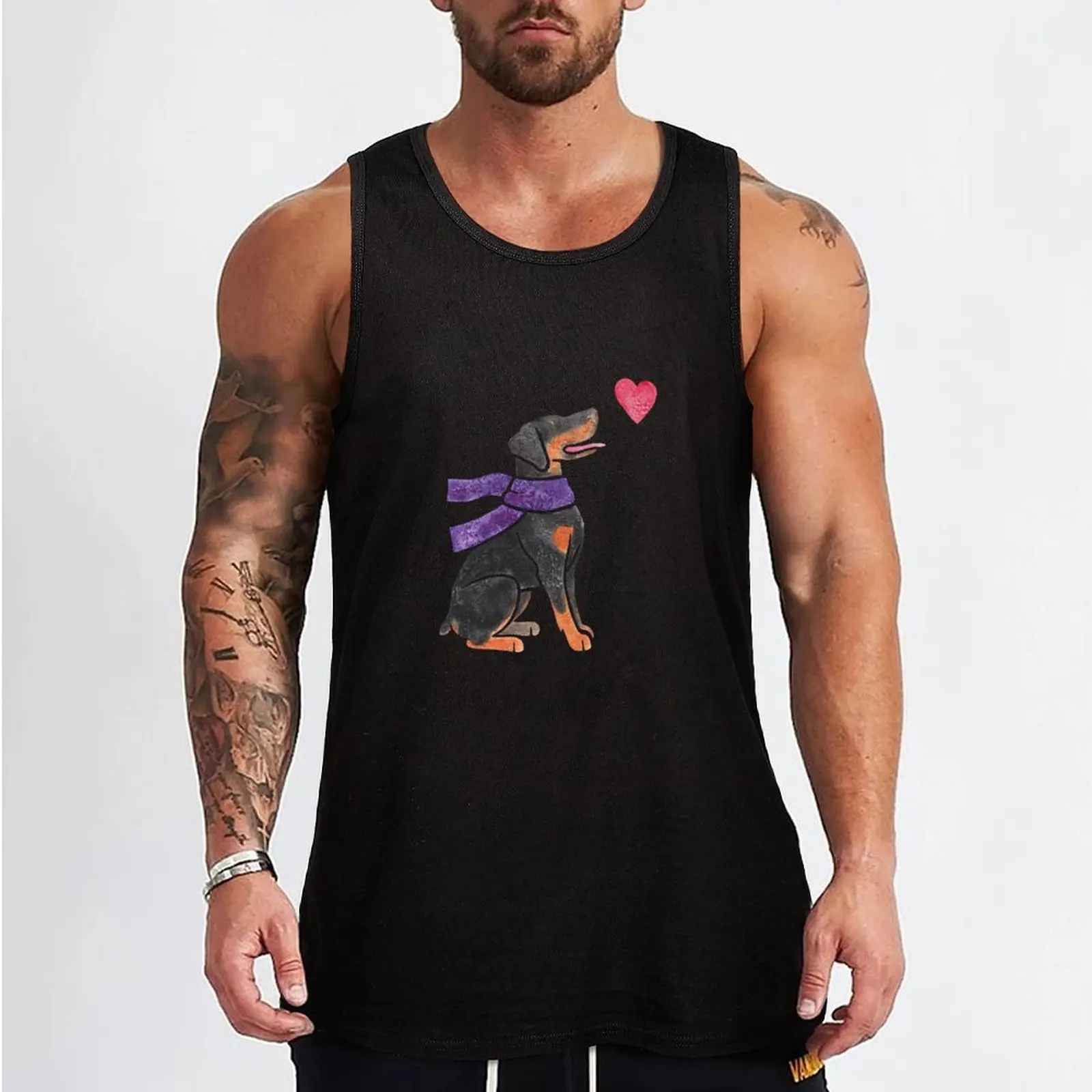 Watercolour Doberman Tank Top vest for men anime t-shirts