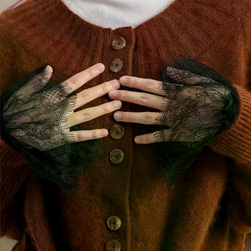 

1 Pair Decorative Lace Sleeves Decorated Cuffs Fake Sleeve For Wedding Dress Wild Flounces Wrist Sleeves Pleated Wrist Cuffs