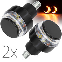 2pc 12V Motorcycle Handlebar End LED Lights Dual Color for Turn Signal Side Marker Daytime Running Lamp Amber/White