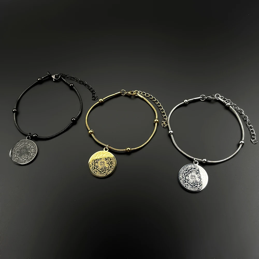 Seven Archangels Amulet Stainless Steel Bracelet for Women Men Seal of Salomon Talisman Christian Protection Hand Chain Jewelry