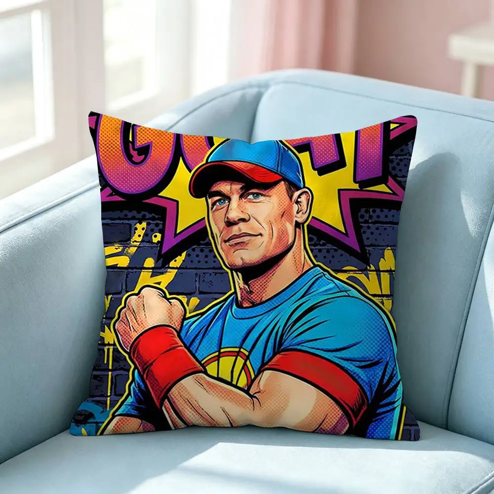 Wrestler J-John Cena  Pillow Case Square Double-Sided Sofa Cushion Cover Bedroom Bedside Pillow