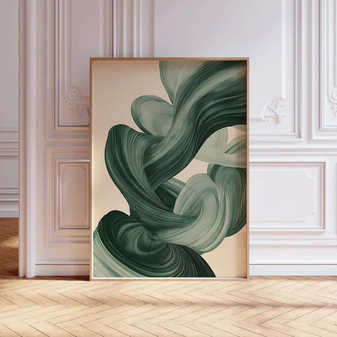 Sage Green Mid Century Modern Wall Art, Modern Abstract Art Print, Japandi Wall Art, Sage Green Poster, Above Couch Art, Printab
