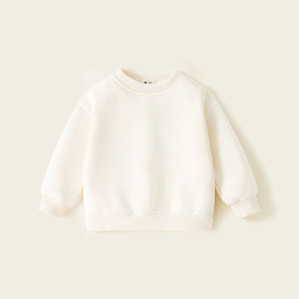 Kinder Jungen Sweatshirts Herbst Winter Verdickte Integrierte Fleece Solide Baby Jungen Pullover Einfache Vielseitige Kleinkind Jungen Top – Detail 6