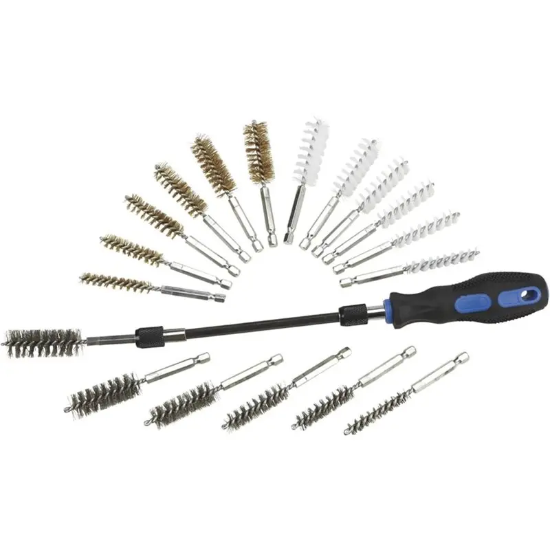 AB66-Brushes Set, 20-Pc Power Drill Cleaning Kit With Nylon, Stainless Steel Brushes