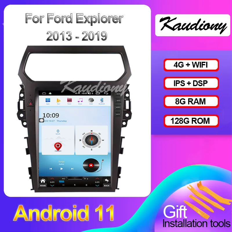 

Автомагнитола Kaudiony, мультимедийный проигрыватель на Android 11 для Ford Explorer 2011-2019, DVD, GPS-навигация, стерео, 4G, Wi-Fi, DSP, Авторадио