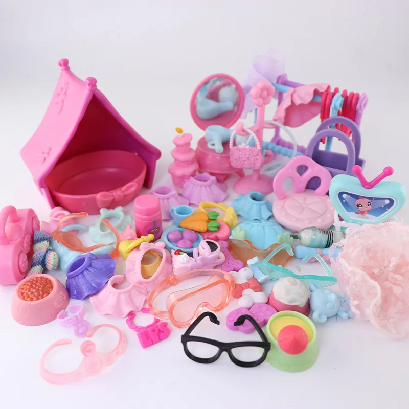 

LPS Pet Shop Mini Pet Random Pack Random 35pcs Accessories Rare Hat Collar Necklace Scarf Hat Chair Wings Glasses Necklace