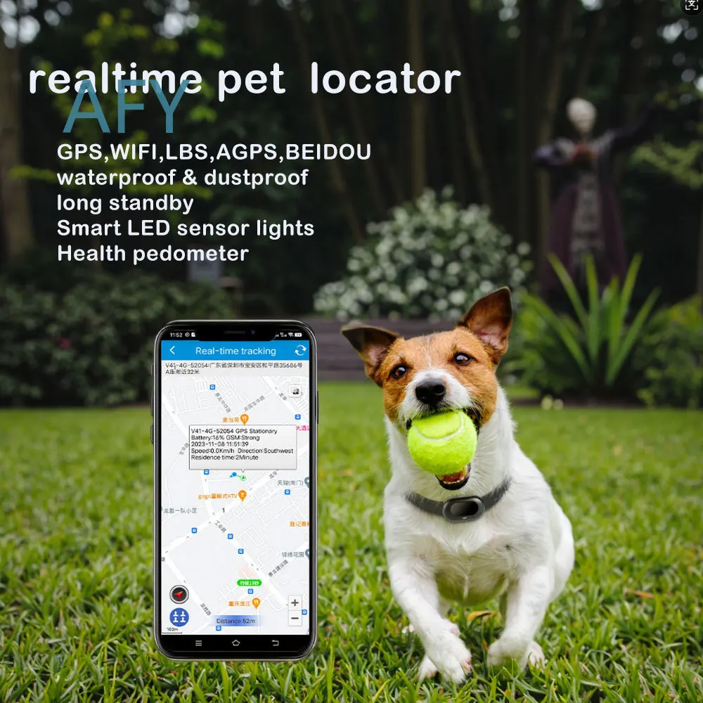 4G Pet Locator for Cat Dog Tracker GPS WIFI ABS AGPS Health Pedometer Waterproof Battery Life 60 Hours Pet Tracking Device