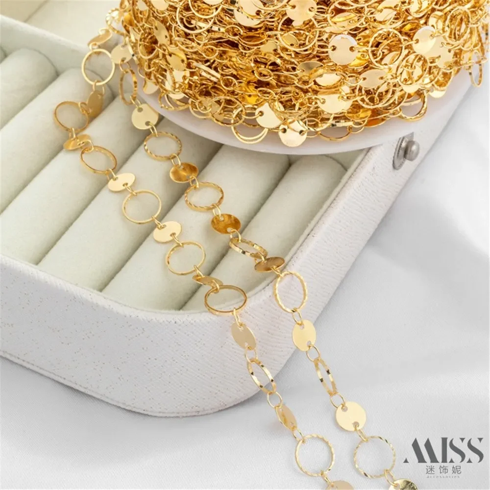 14K Gold-wrapped Circle Batch Wreath Disc Chain DIY Accessories Loose Chain Handmade Bracelet Necklace Jewelry Material