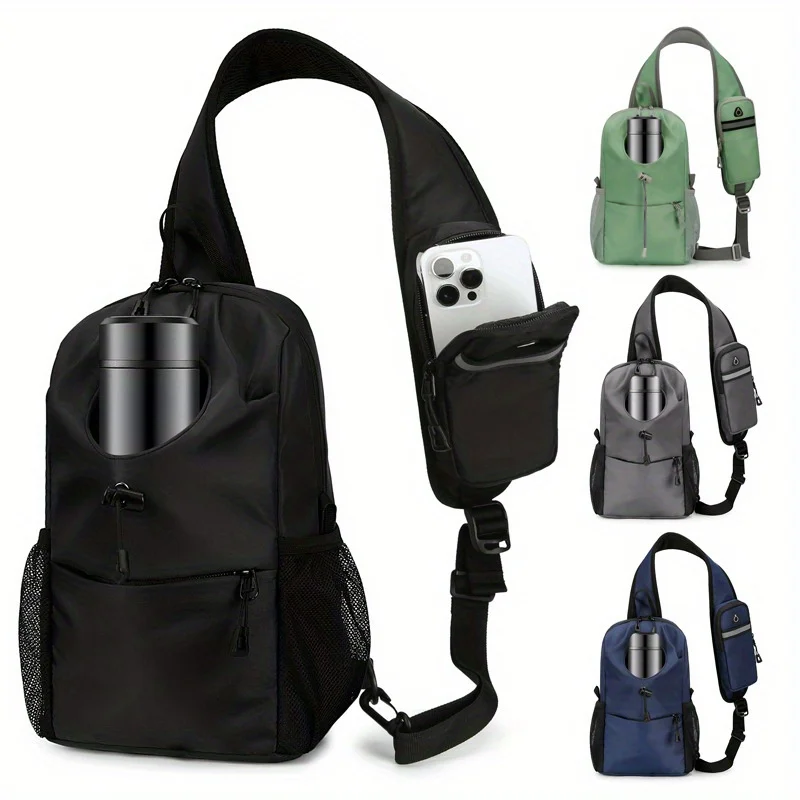 

Новая нагрудная сумка для спорта и отдыха, простая и многофункциональная, однотонная, наклонная сумка для чашки с водой, наклонная сумка.