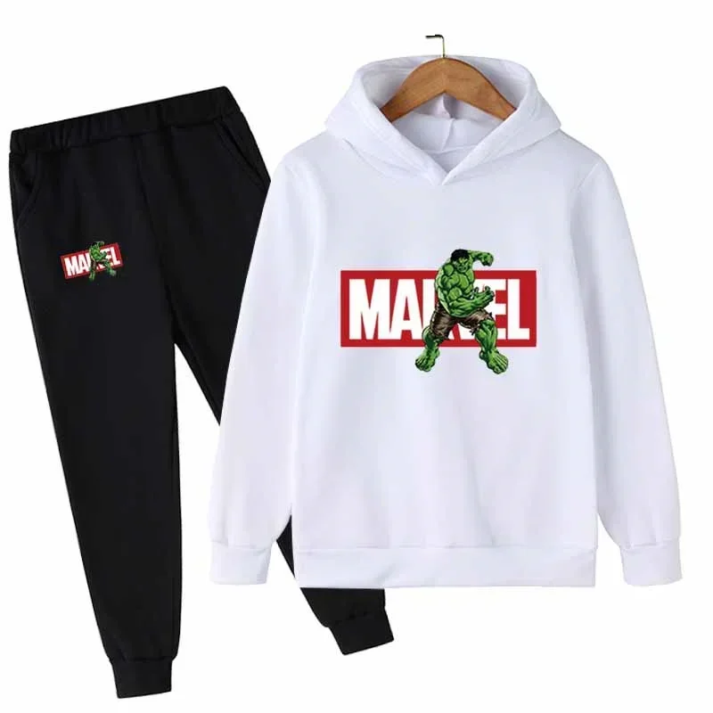 Avengers Hulk Kids Hoodies Sets 2024Cartoon Boys Girls Autumn Winter Hooded Toddler Long Sleeve Clothes Sweaters Y2k Clothes