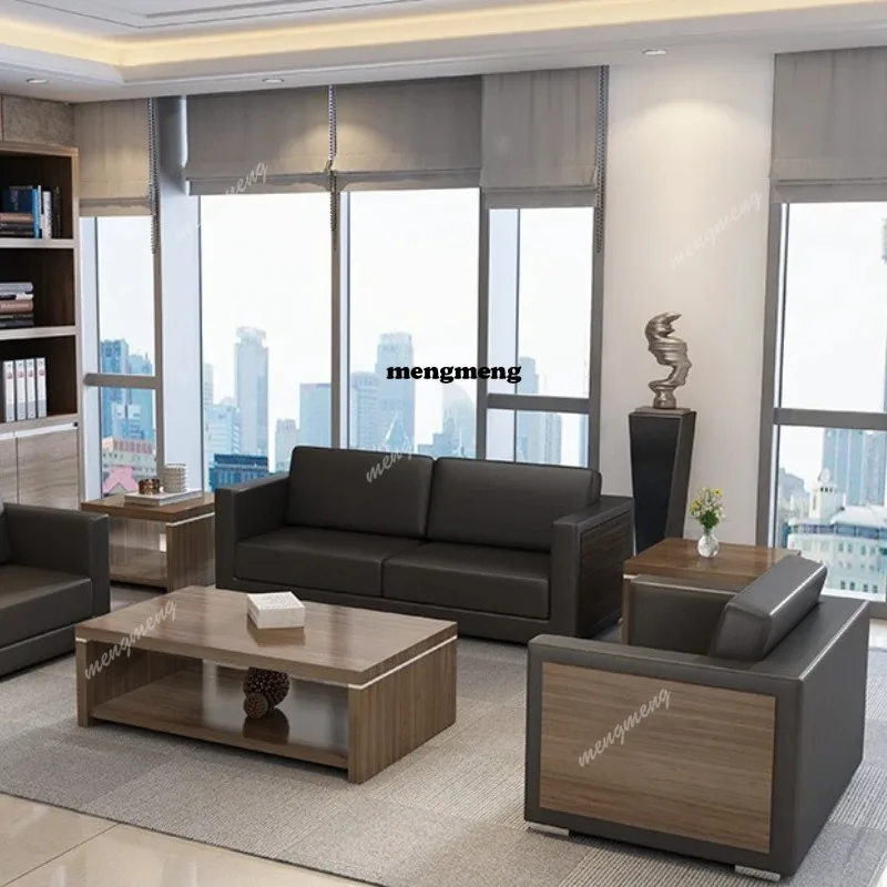

Wooden Cowhide Office Sofas Comfortable Elegant Simple Modern Office Sofa Useful Luxury Office Furniture Gado Mai Matasai