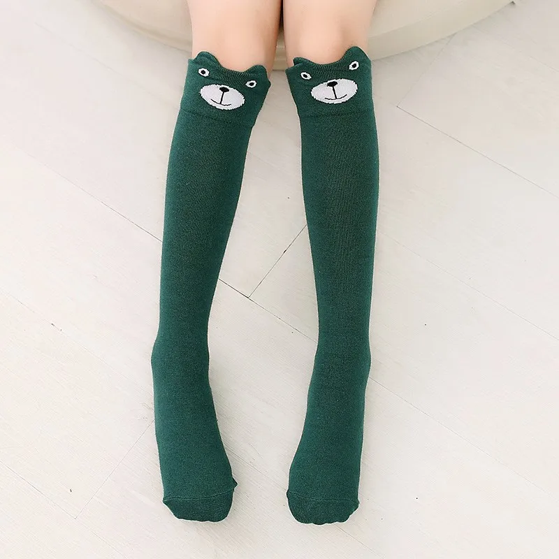 Baby Girls Knee High Long Socks Cotton Breathable Cartoon Soft Children Kids Sports Sock Students School Uniform Socks 3-12T