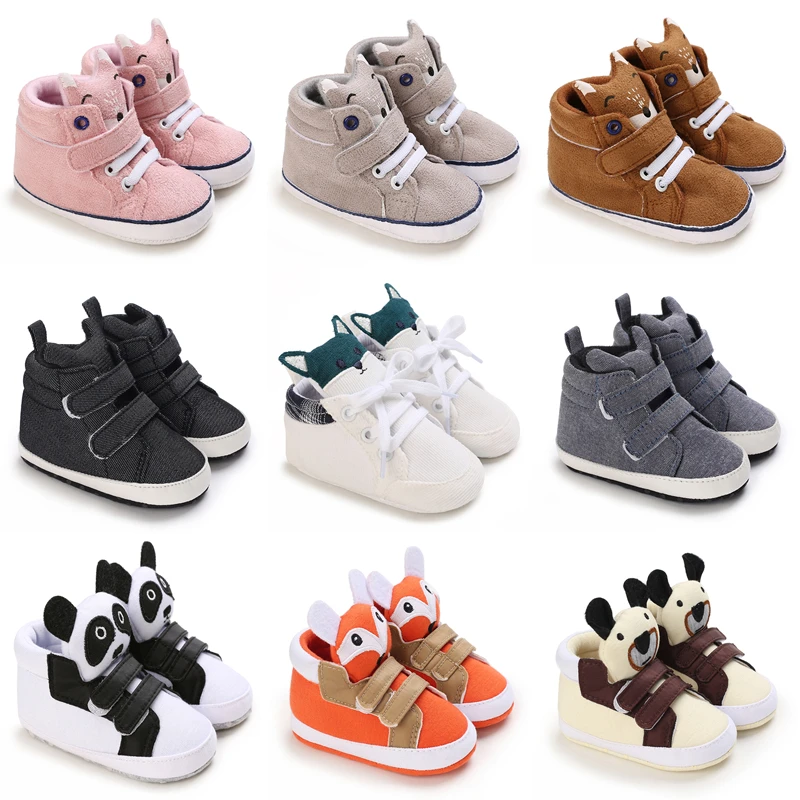 New Popular Newborn Boy Girl Shoes First Walker Baby Shoes Soft Non Slip Sole Lovely Cartoon Casual Canvas Children Shoes