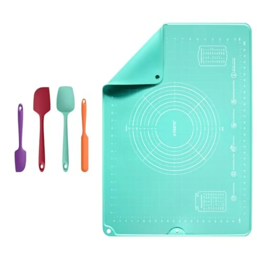 

Набор термостойких пищевых силиконовых лопаток 600oF из 4 (цветных), и большой силиконовый коврик для кондитерских изделий 20 x 28 дюймов, пищевой антипригарный коврик