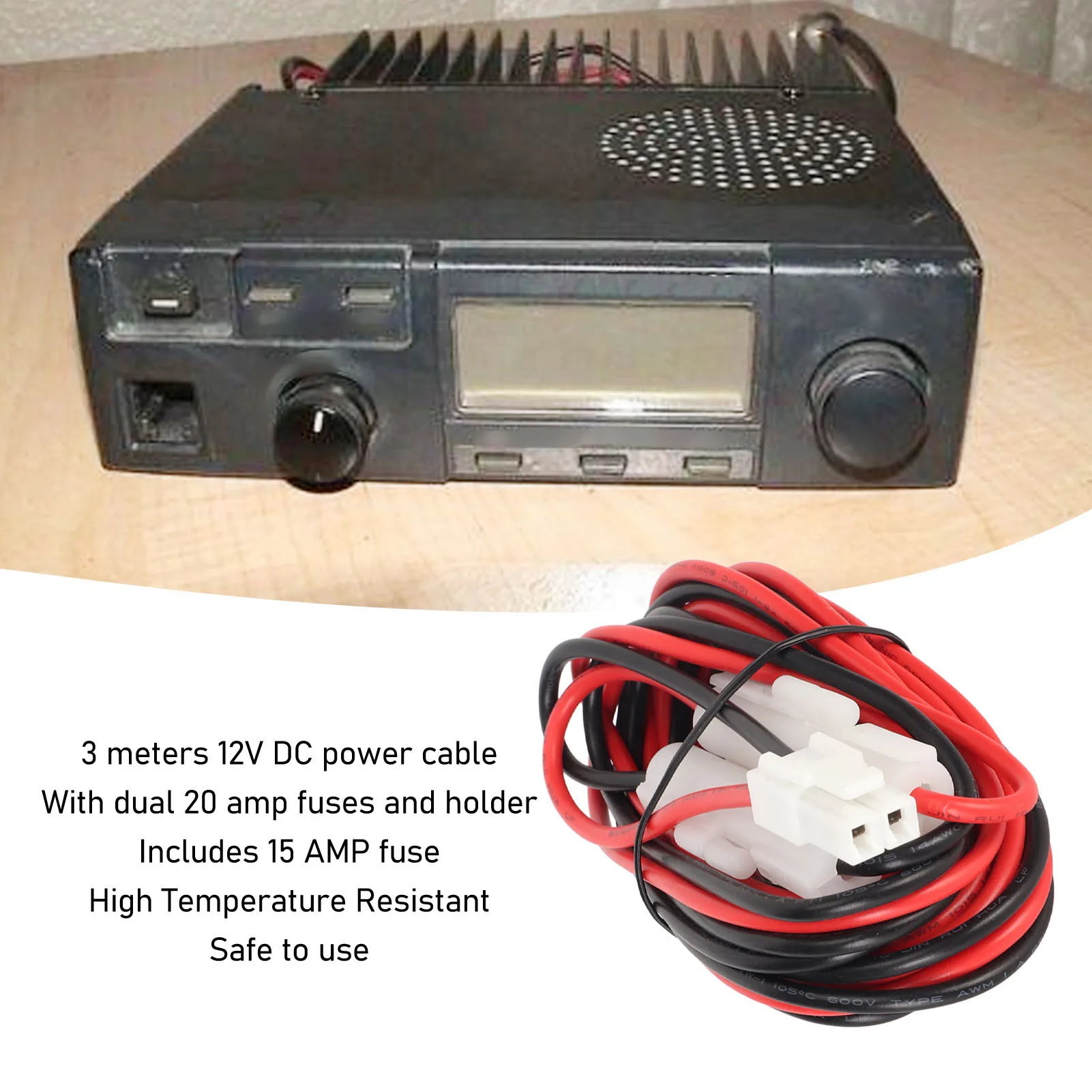 

Portable Radio Car Power Cord 9.8ft Replacement Design Mobile Radio Power Cable for TK8302 for NX 800 for TK7360