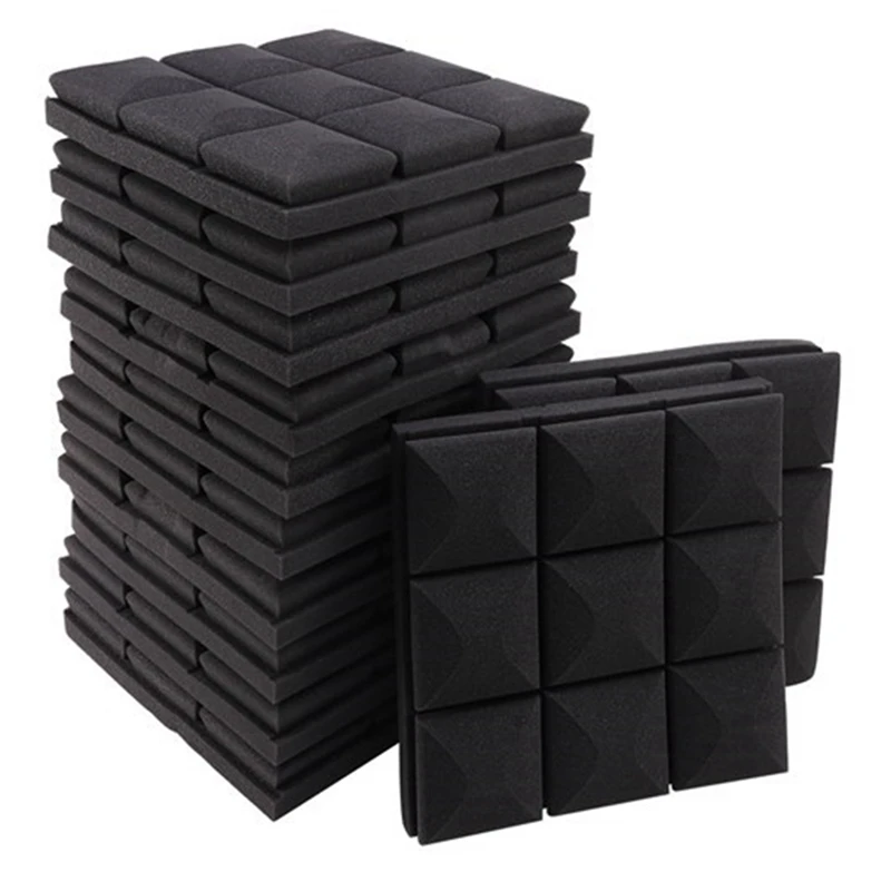 

24 Pack Black Acoustic Foam Panels 2X12x12inch Mushroom Sound Insulation Cotton Soundproof Sound Insulation Absorbing