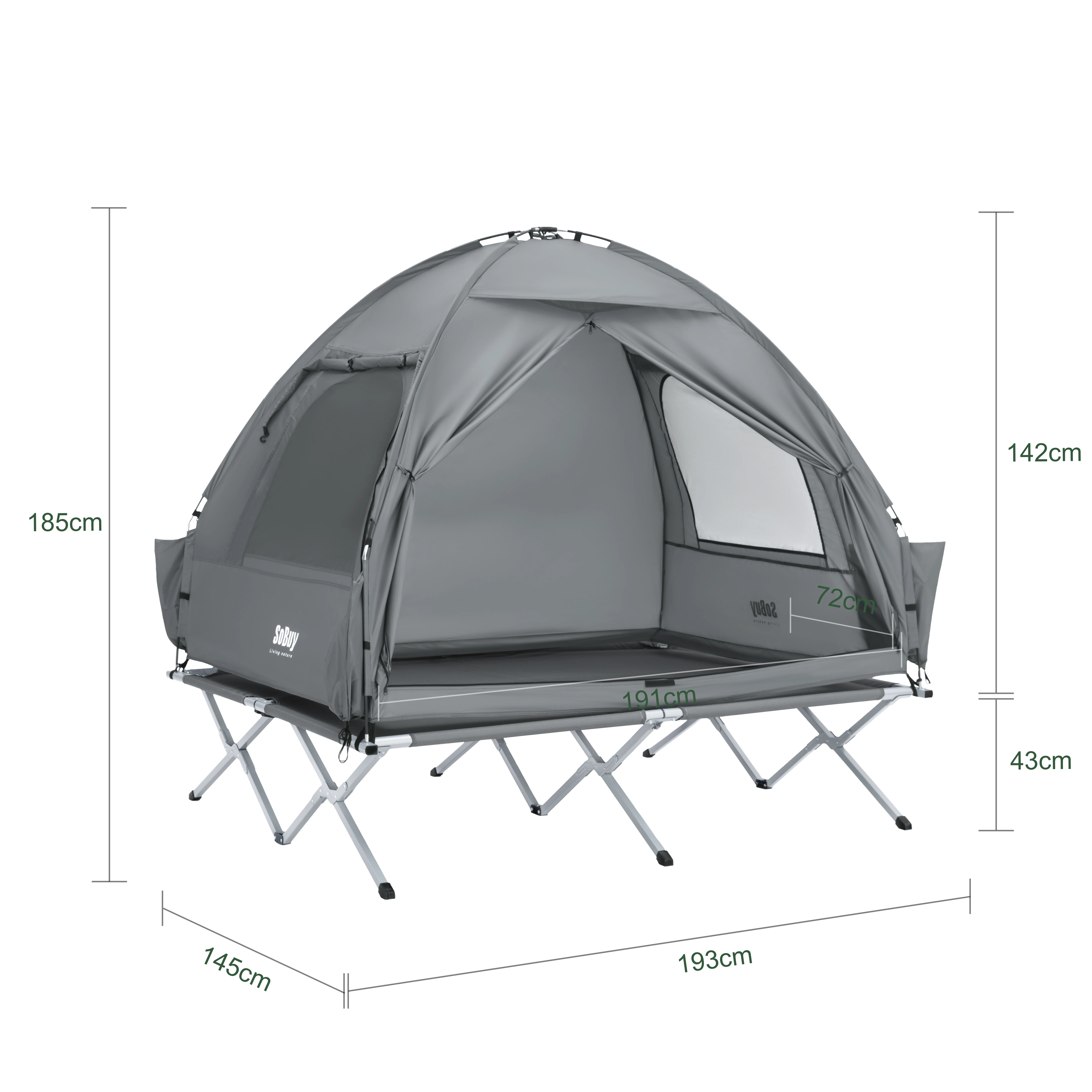 SoBuy OGS32-II-L Campingzelt Einzelzelt mit Lampenhaken und Schuhaufbewahrungstaschen 3in1-Zelt 2 Person praktische – Detail 1