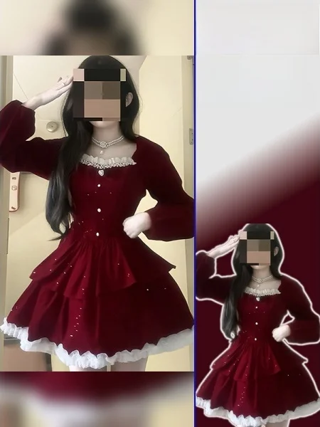 

Повседневное модное платье больших размеров в корейском стиле для женщин: весеннее, с длинным рукавом, квадратным вырезом и короткой юбкой