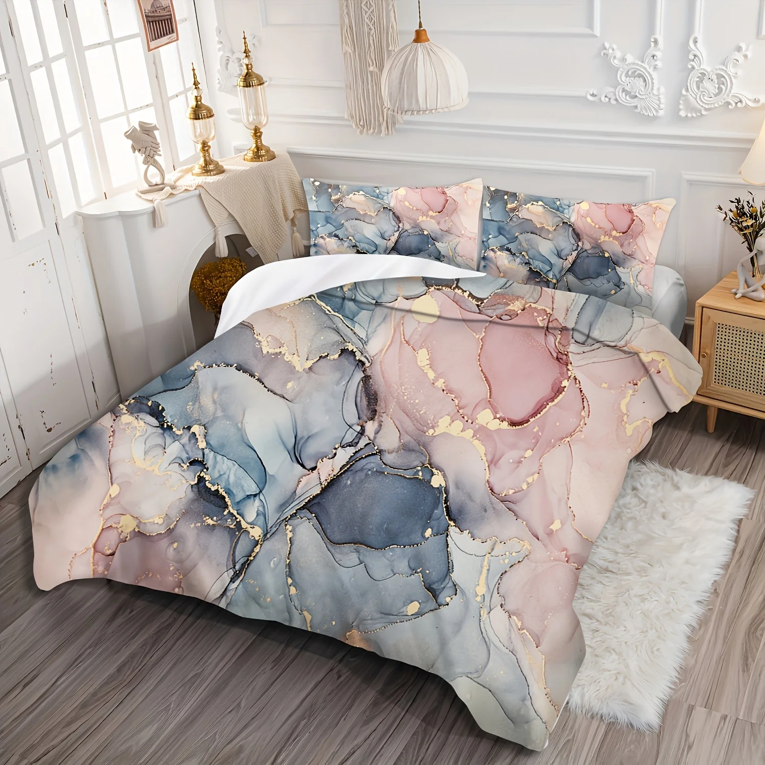 Rainbow Sunrise Flower Field Duvet Cover Set High-Definition Print for Four Seasons Home Dorm Decor