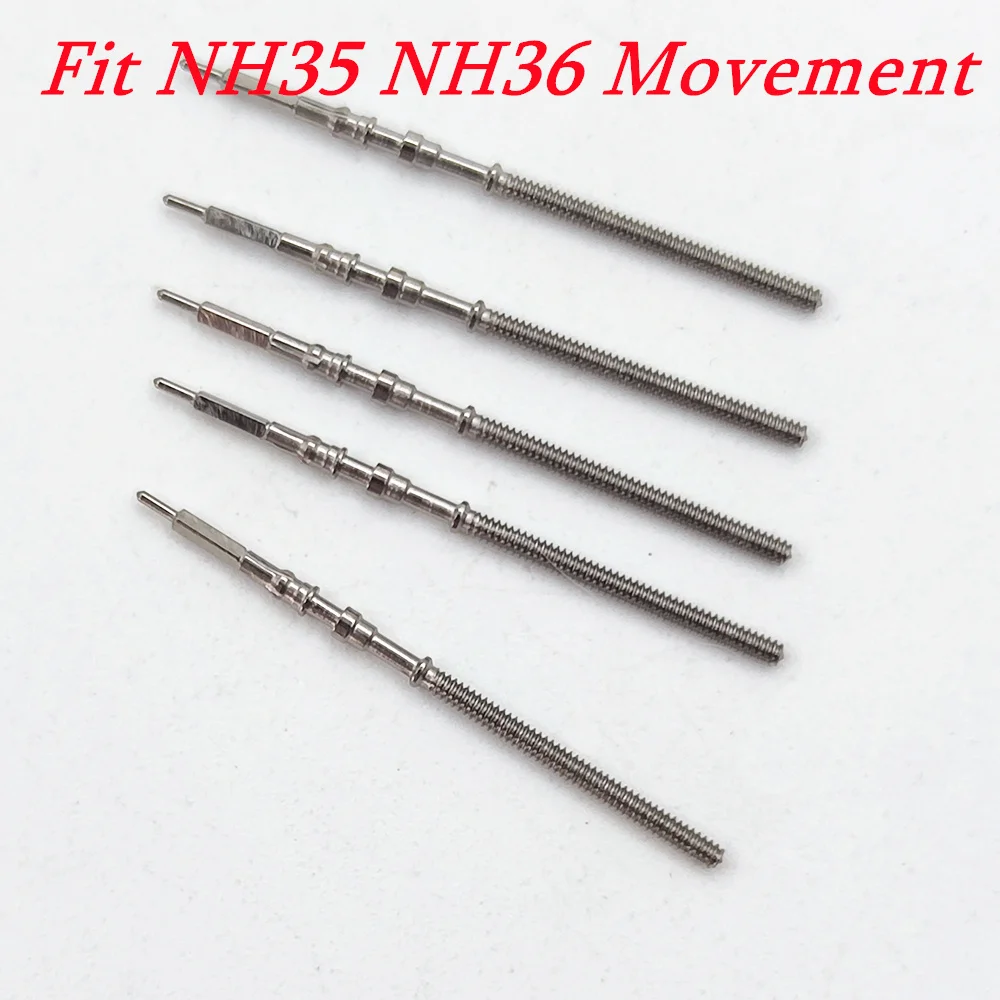 NH35 ساعة الجذعية الفولاذ المقاوم للصدأ قطع الغيار تناسب NH35 NH36 NH38 NH39 تاج التلقائي الميكانيكية ساعة يد تعمل بالحركة اكسسوارات أجزاء