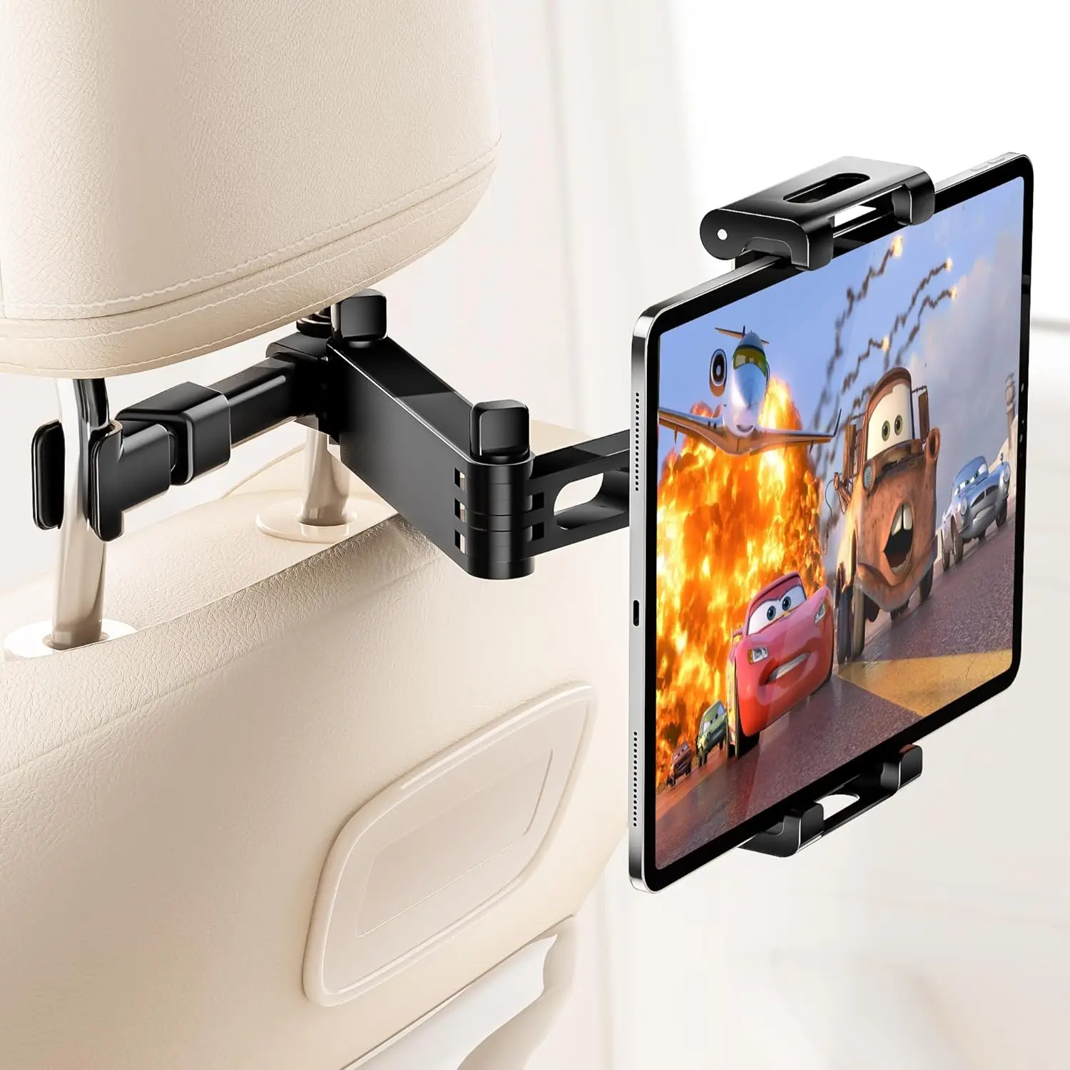 Tablet Holder for Car Headrest, ipad Car Holder Back Seat [3 in 1 Extension Arm], 360° Rotating Adjustable Road Trip