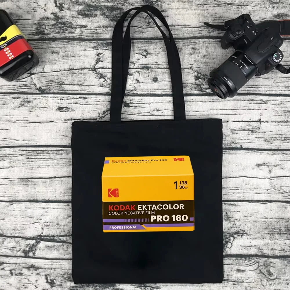 Kodak Ektacolor Pro 160 Film Box Canvas Tote Bag Retro Camera Print Shoulder Bag Eco Friendly Shopper