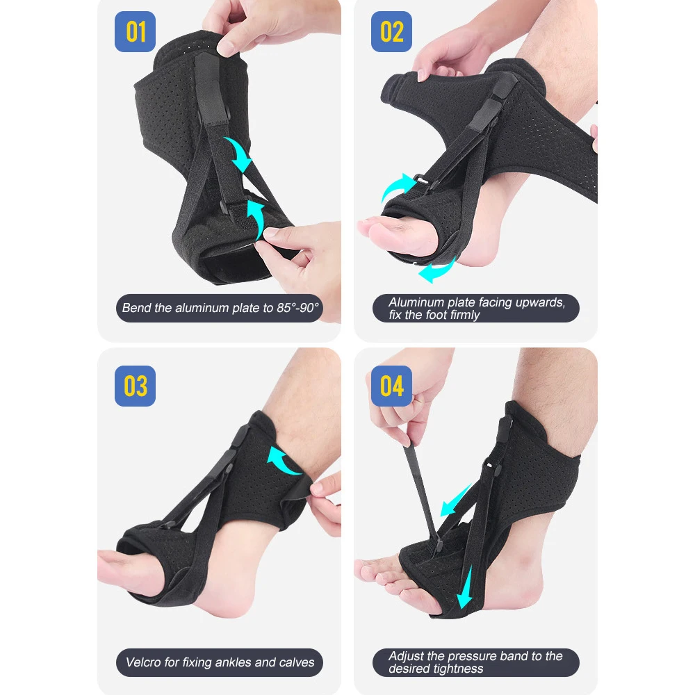 

1pc Plantar Fasciitis Night Splint Adjustable Orthotic Achilles Tendonitis Stretching Sling Foot Brace Upgraded Orthopedic Strap