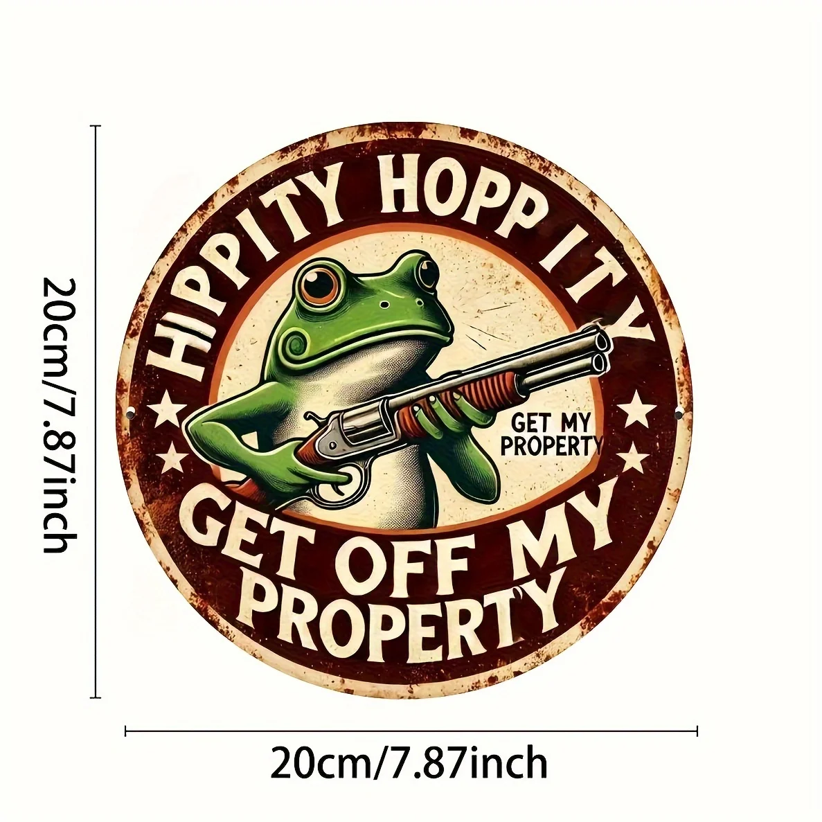 Tin Sign - Hippity Hoppity Get Off My Property Frog Print Vintage Durable Metal Plaque Wall Decor, Home Office Bar Man Cave Wall