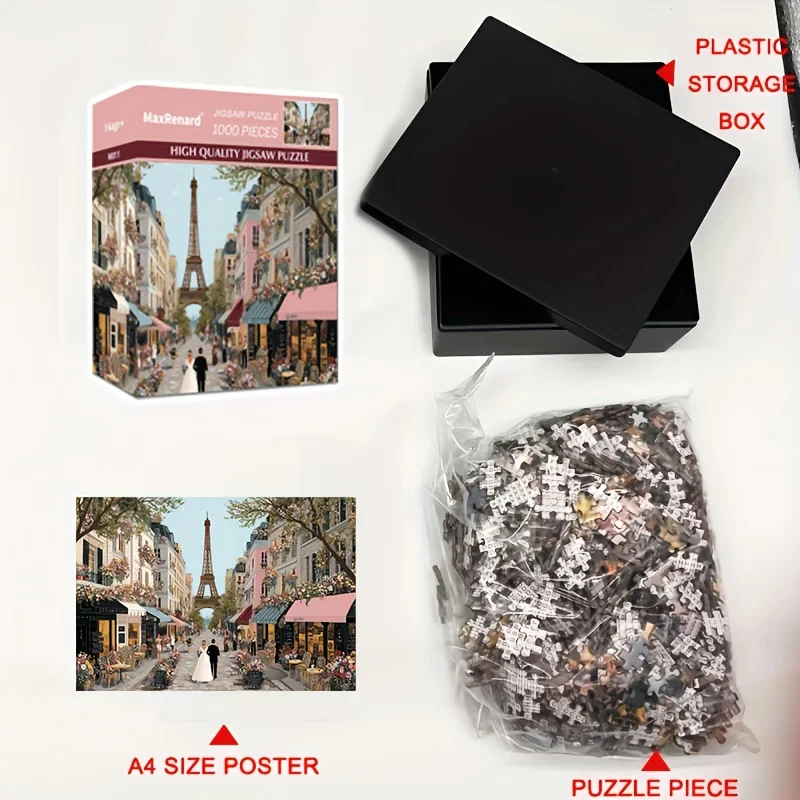 

Мини-пазл премиум-класса из 1000 предметов: Эйфелева башня Романтического Парижа с коробкой для хранения | Изысканная коллекция для взрослых