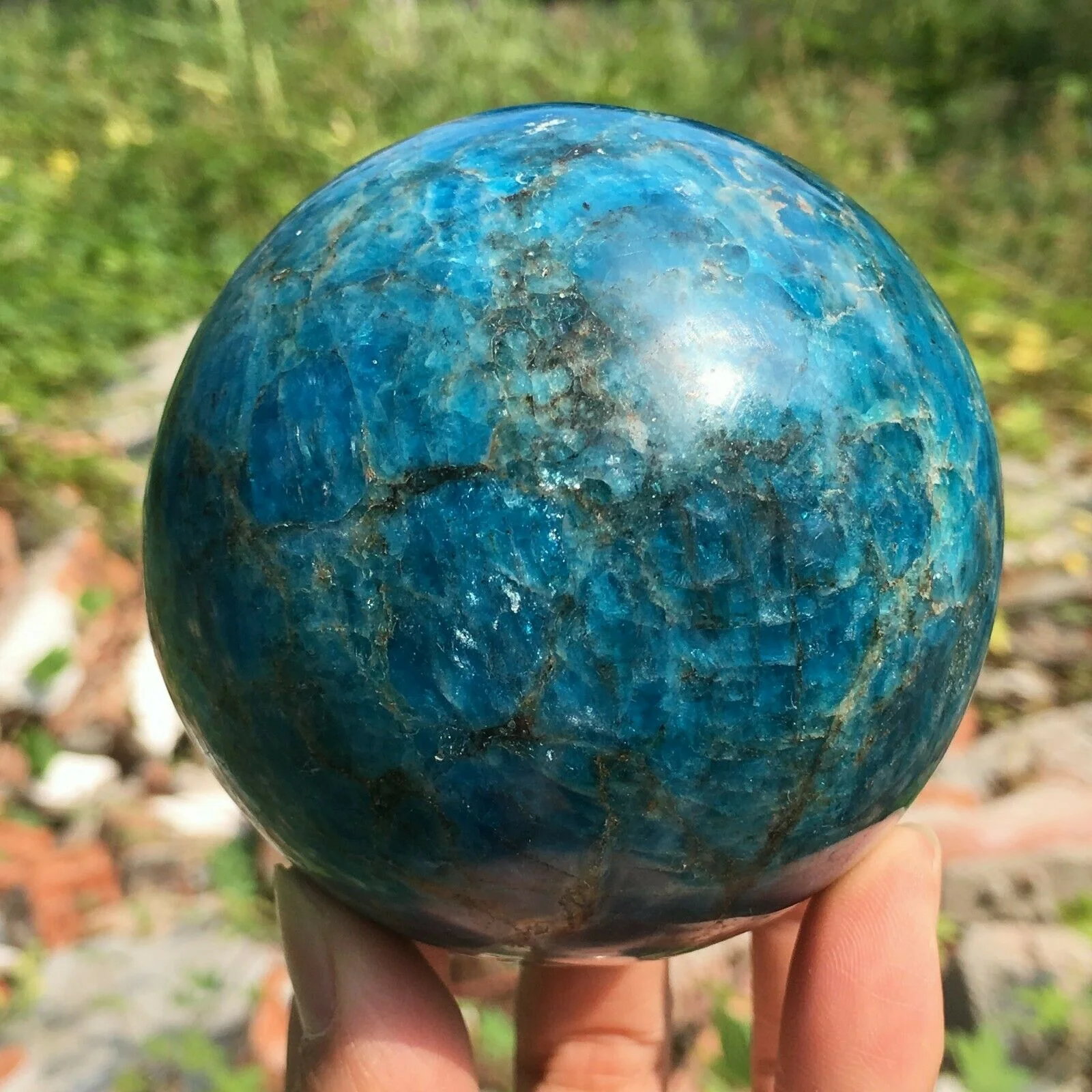 

Natural Blue Apatite Ball Sphere Quartz Crystal Mineral Healing For Home Decoration Gift