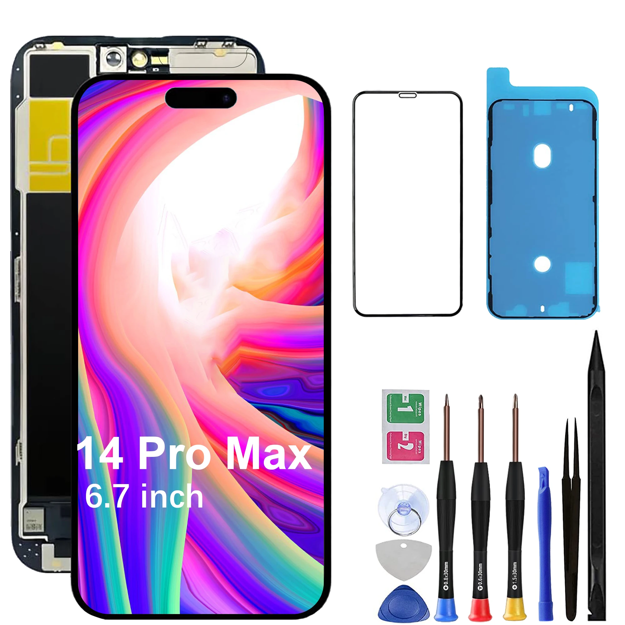Screen Replacement for iPhone 14 Pro Max 6.7-inch LCD Touchscreen with Replaceable IC, Tools Included