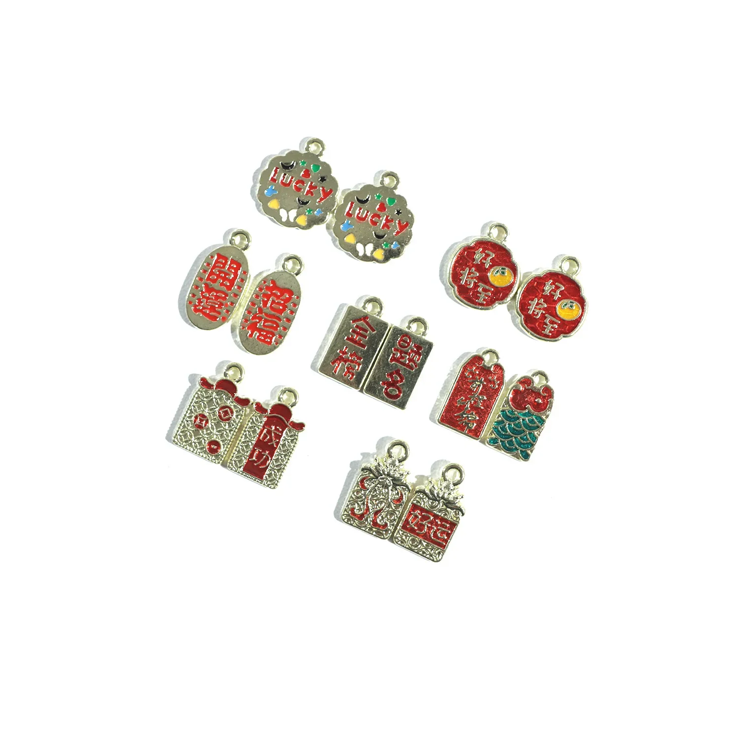 10pcs Gold Color Cloud Shape Lucky Chinese Text Metel Charms Pendants Jewelry Making Handmade Craft