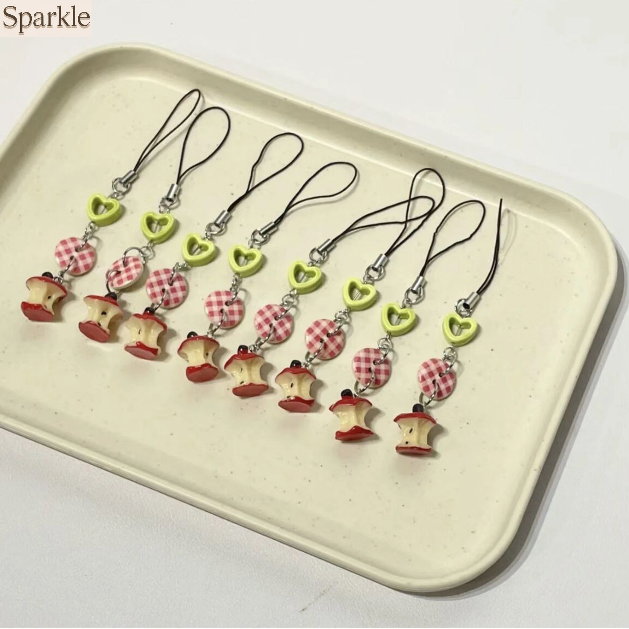 

Fashionable Fruit Keychain Button Hollow Heart Apple Design Cute Jewelry Accessory for Backpacks Keyrings Bags Books & Cameras