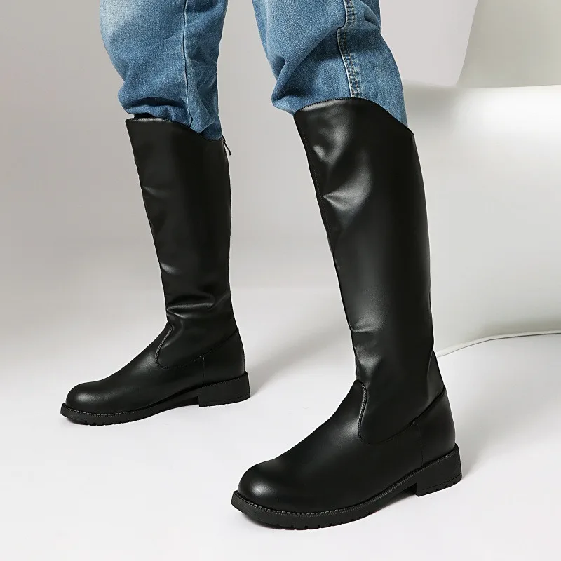 

Мужские ботинки на молнии, высокие, унисекс, на квадратном каблуке, до колена, с круглым носком, для активного отдыха, большие размеры, из мягкой кожи, средней высоты.