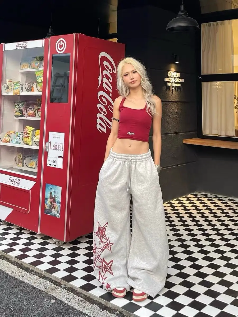 النمط الأمريكي النساء السراويل الشارع الشهير عادية ستار طباعة الرباط Sweatpants الهيب هوب الجاز تنوعا الطابق السراويل