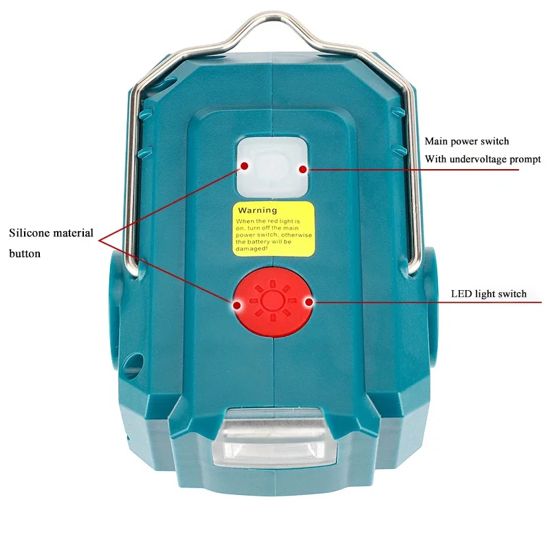 AC220V Output Inverter Power Supply Adapter LED Light For Makita For Dewalt For Bosch For Milwaukee For Ryobi 18V Li-ion Battery