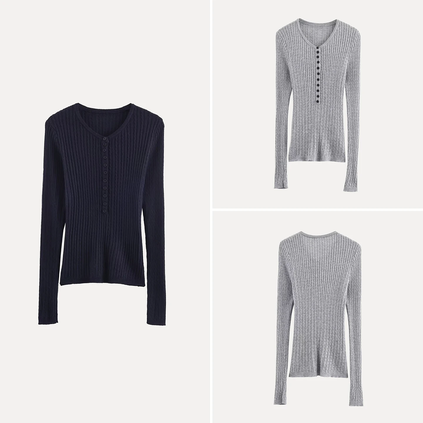 

Модный повседневный вязаный свитер с длинным рукавом, простой и элегантный, женский, осень 2025, бренд Z, с круглым вырезом, на пуговицах, женский свитер