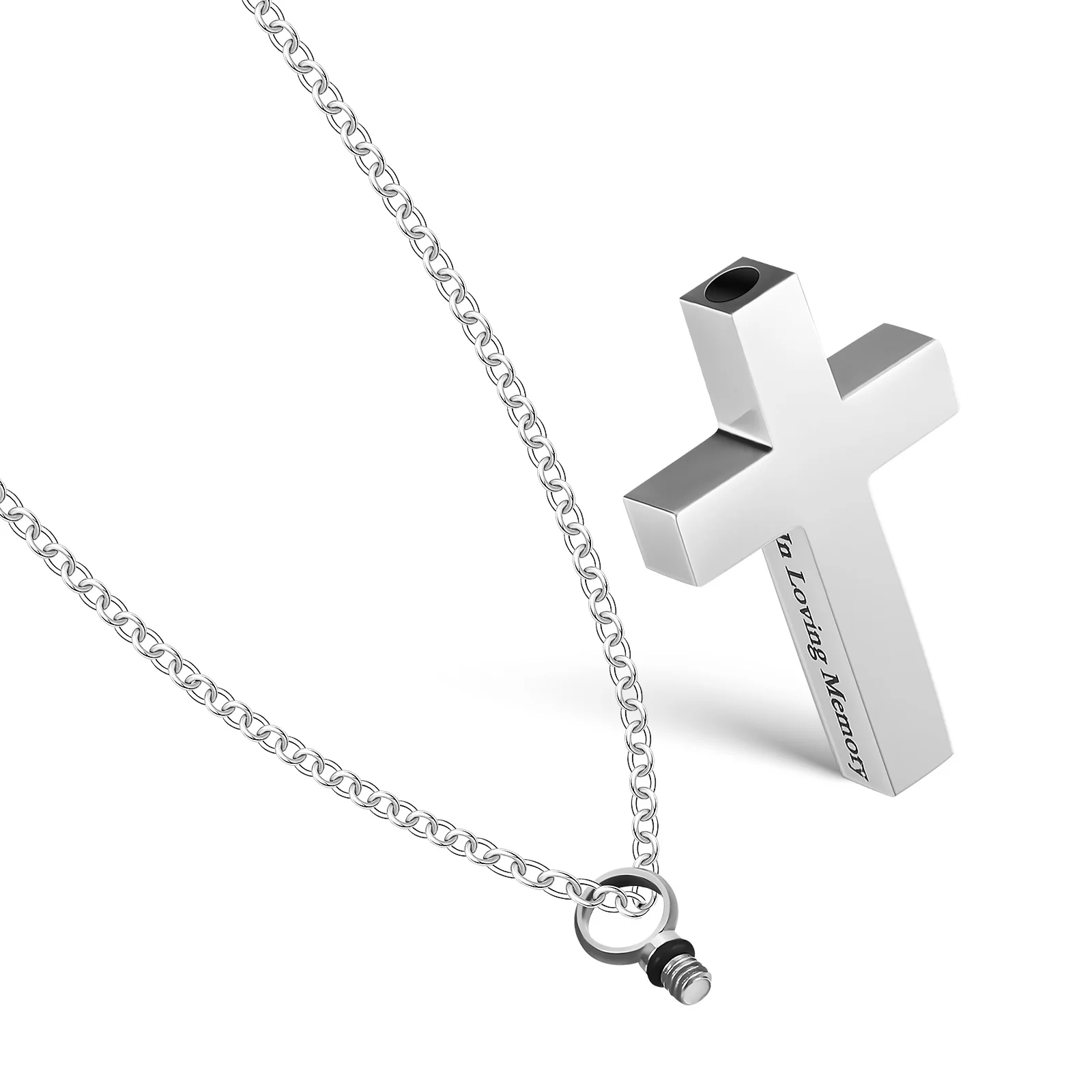 Cremation Necklace For Ashes Cross Pendant Urn Jewelry Memorial Titanium Steel Ashes Necklace For Women Men Durable Wear