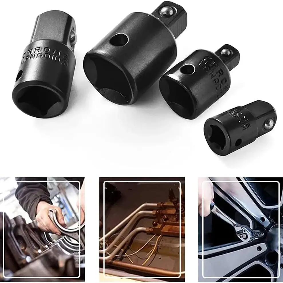 Adaptateur de convertisseur de prise, jeu de réducteurs 1/2 à 3/8 3/8 à 1/4 3/4 à 1/2, outils de réparation d'adaptateur de prise d'entraînement à percussion 4 pièces