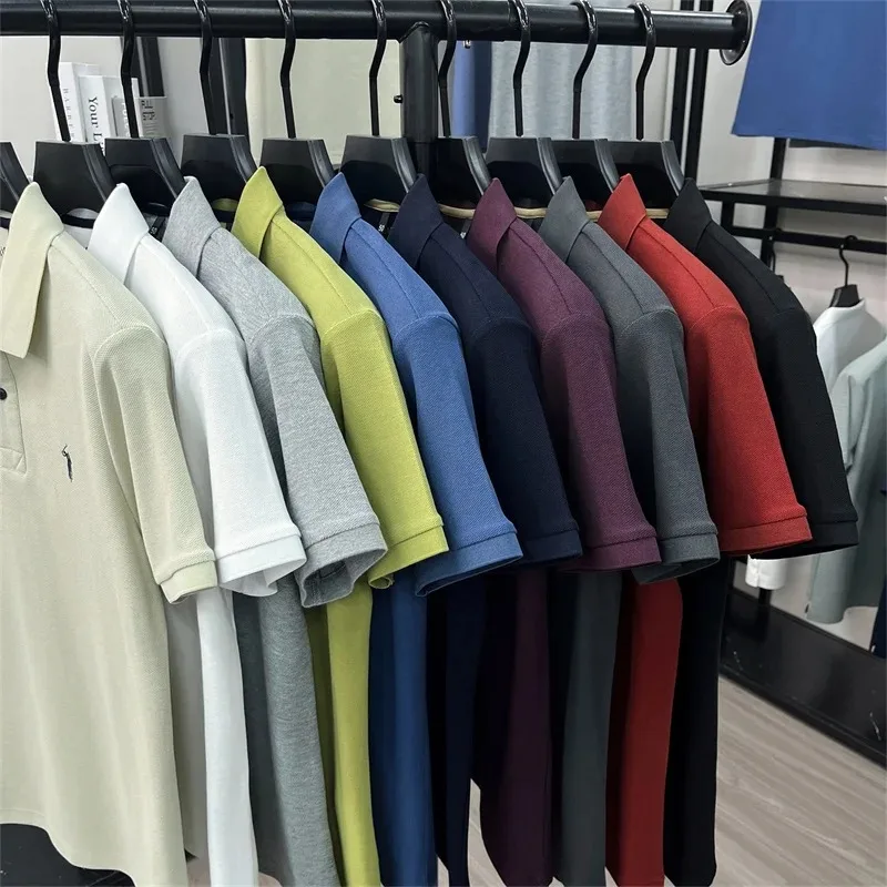 High-End 100% Baumwolle Kurzarm Polo Shirt Sommer Mode Luxus Marke Pony Stickerei T-Shirt Business Freizeit Golf Herrenkleidung – Detail 4