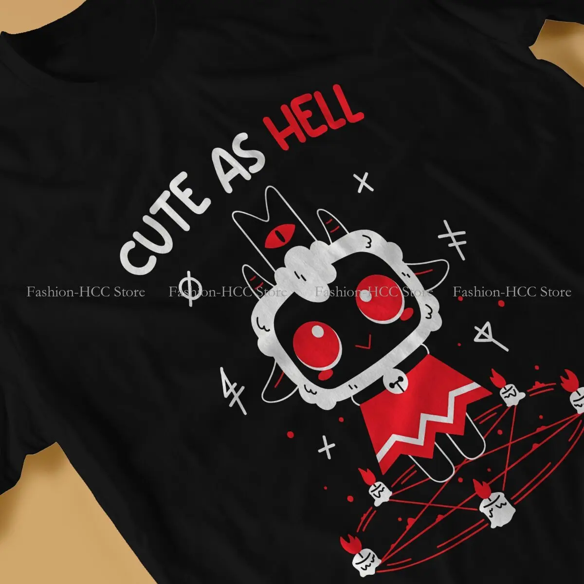 Cult of The Lamb Goat Game Polyester TShirt for Men Cute As Hell Basic Summer Tee T Shirt Novelty New Design image 3
