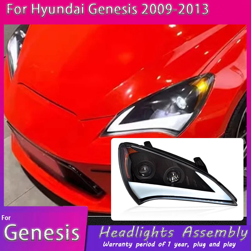 

Светодиодная фара для Hyundai Rohens Coupe 2009-2013 с функцией дневных ходовых огней (DRL) и указателем поворота, автомобильные аксессуары