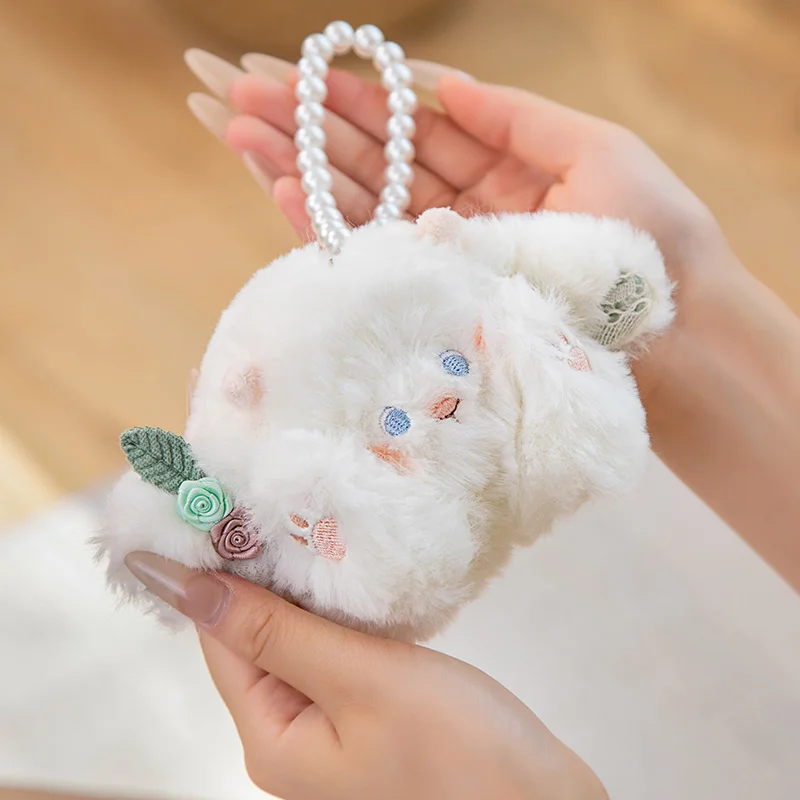 10cm Kawaii Lolita Bunny Plush Doll Keychain Cute Fluffy Stuffed Animals Rabbit Sheep Plushies Keychain Pendants for Knapsack